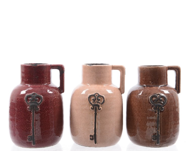 stoneware jar w key 3col ass