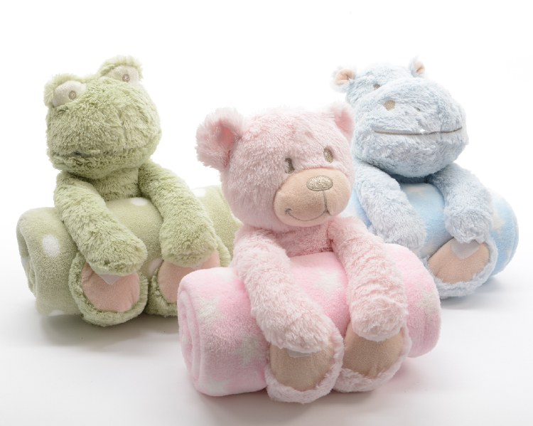 plush animal with blanket 3ass