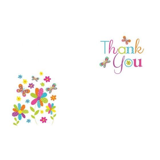 Card Thank You Funky Flower Butterfly x50