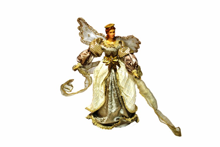 17" Angel Tree Topper Taupe Gold
