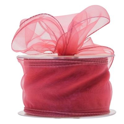 Wired Ribbon Organza 70mm Rose