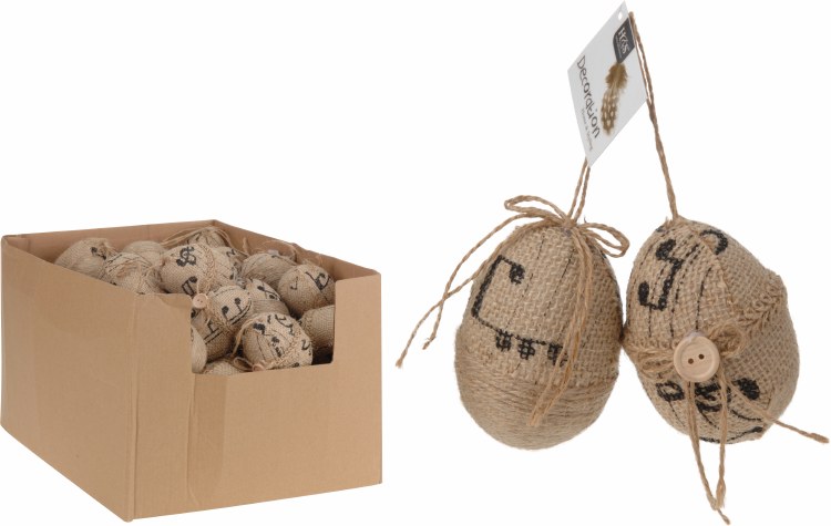 Easter Eggs on Jute Twine Assorted (2x8cm)