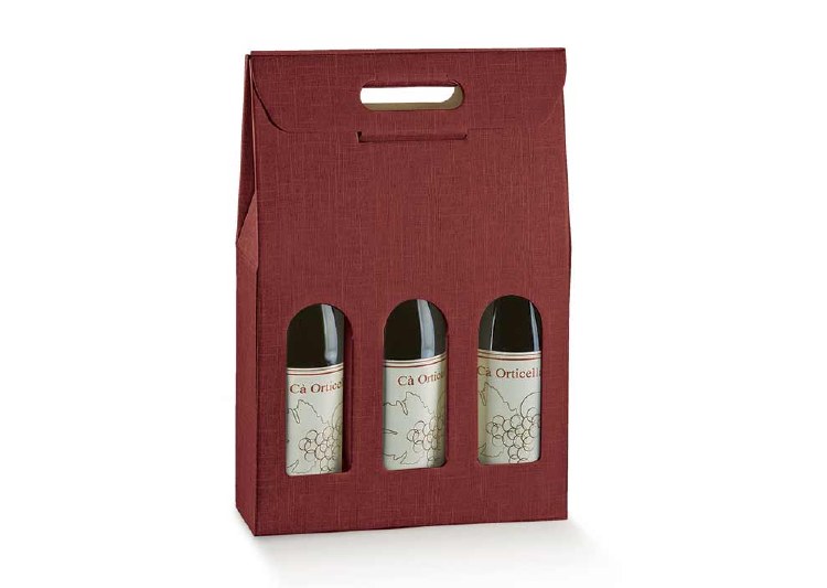 3 Bot. Wine Carrier Burgundy - Seta bordeaux