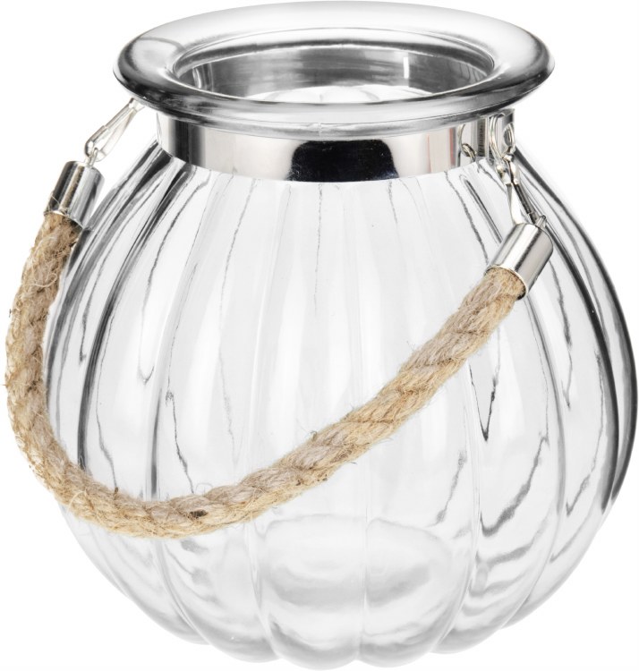 Lantern Glass Ball Shape Clear (18x13cm)