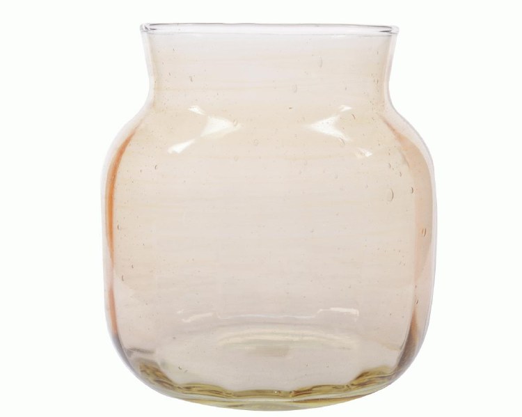 Glass Vase Recycled Optic w Bubble Amber (20x20cm)