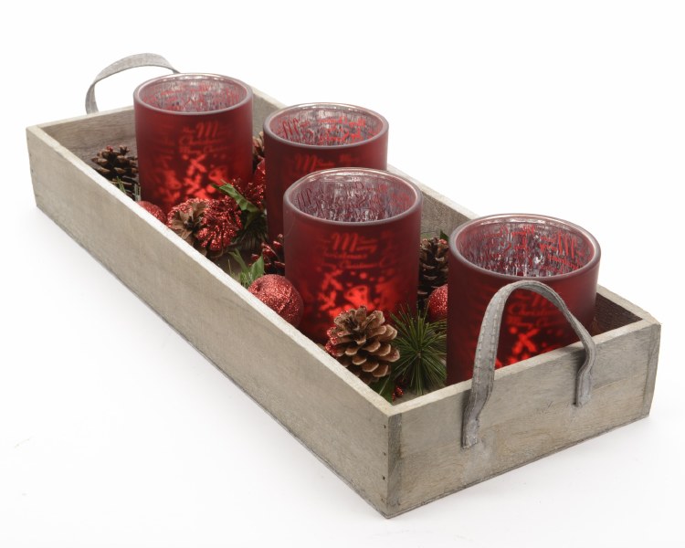 gl tlighth advent on wood tray
