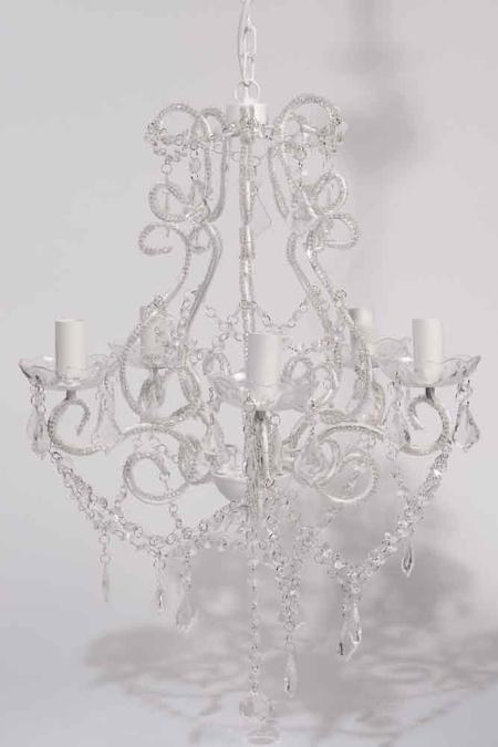 Chandelier 5 Arms with Beads White