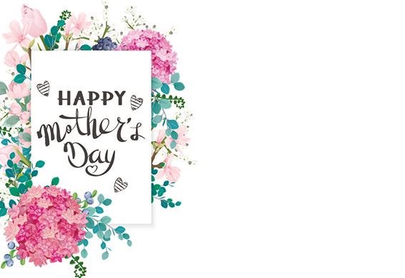 Card Happy Mothers Day Pink &amp; Blue Flowers