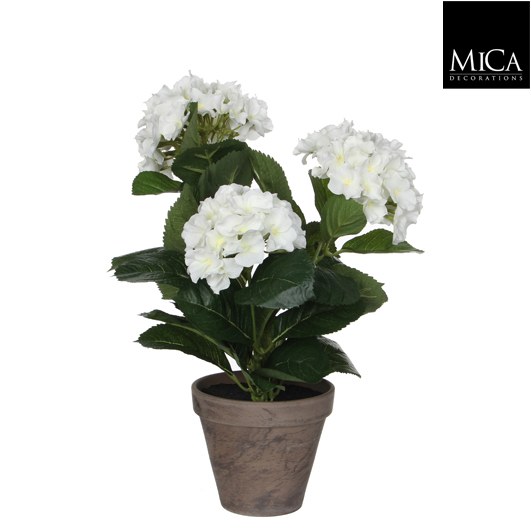 Artificial Hydrangea White Pot (35x40cm)