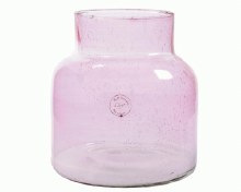 Glass Vase w Bubble Recycled Pink (22x22cm)