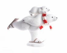 foam polar bear on ski w scarf