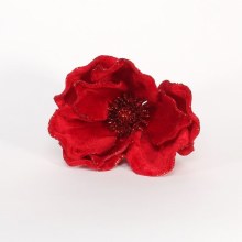 Xmas Magnolia Head w Clip Red