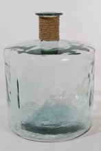 Recycled Glass Vase XL w Raffia