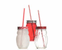 gl drink jar owl w straw 3clas
