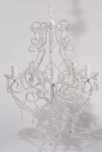 Chandelier 5 Arms with Beads White