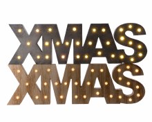 LED wooden text Xmas 2colas bo
