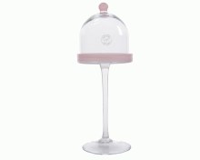 glass bell on foot w white rim