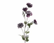 silk rose branch w snow finish
