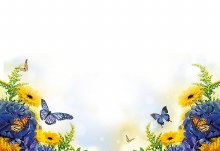 Card Blue and Yellow flower with Butterfly