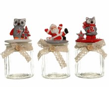 glass cookie jar 3ass Santa -