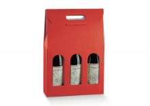 3 Bot. Wine Carrier Red Silk - Seta Rosso