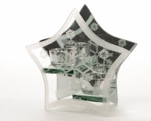 glass tlighth star w snowflake