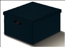 Box with Lid Black Leather -Pelle Nero(34x50x25cm)
