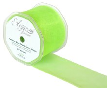 Wired Ribbon Organza 70mm Lime Green