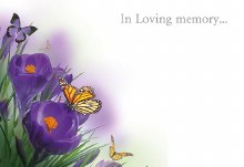Card In Loving Memory - Purple Crocus & Bfly (x50)