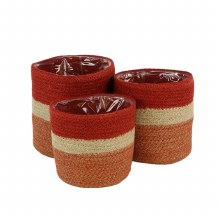 Basket Round Jute Dhaka Red Medium (14x14cm)