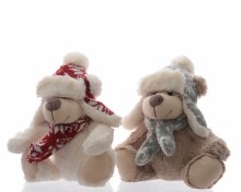 plush bear with hat 2 col ass