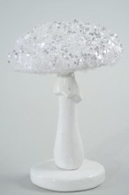 Foam Mushroom Glitters white
