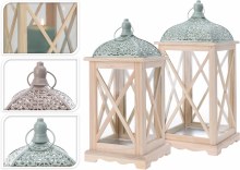 Lantern Wood Set Of 2Pcs 2Ass