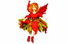 12" Flower Fairy Red Green Gold