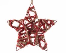 iron star with jute w glitter