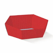 Red Tray Hexagon -Vassoio E. Lino Rosso(29x23x8.5)