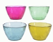 Glass Bowl Recycled Assorted Colors (14x10cm)