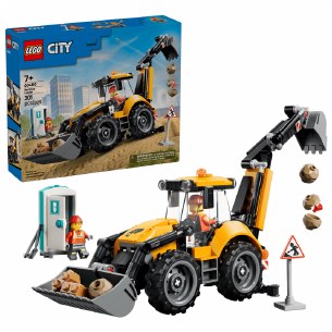 Yellow Backhoe Loader