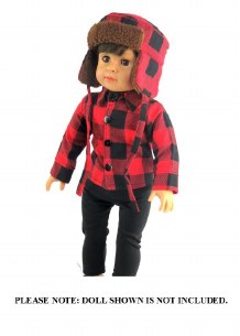 18" BLACK &  RED PLAID OUTFIT