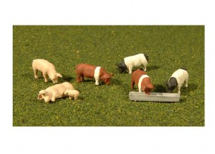 ASSORTED PIGS W/TROUGH