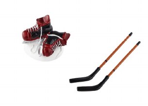 HOCKEY SKATES AND STICKS