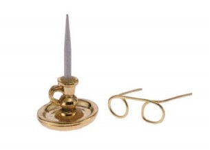 CANDLESTICK AND GLASSES