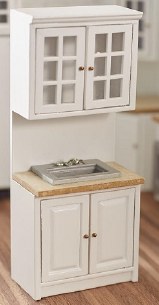 WHT CABINET W/MARBLE SINK TOP
