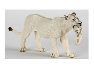 WHITE LIONESS WITH CUB