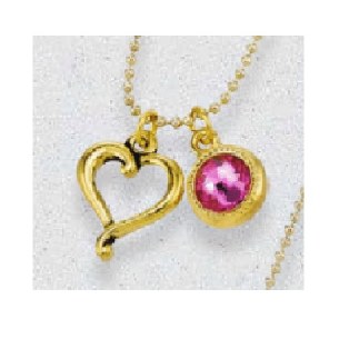 HEART/HOT PINK CRYSTAL NECKLAC