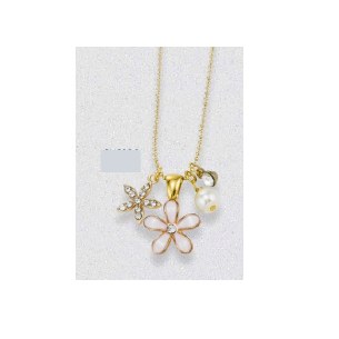 PINK FLOWERS/JEWELS NECKLACE