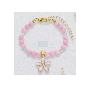 PINK FLOWERS/BEADS BRACELET