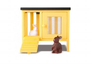 RABBIT HUTCH W/ 2 RABBITS