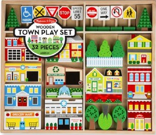 WOODEN TOWN PLAYSET 32 PC.