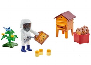 BEEKEEPER WITH HIVE